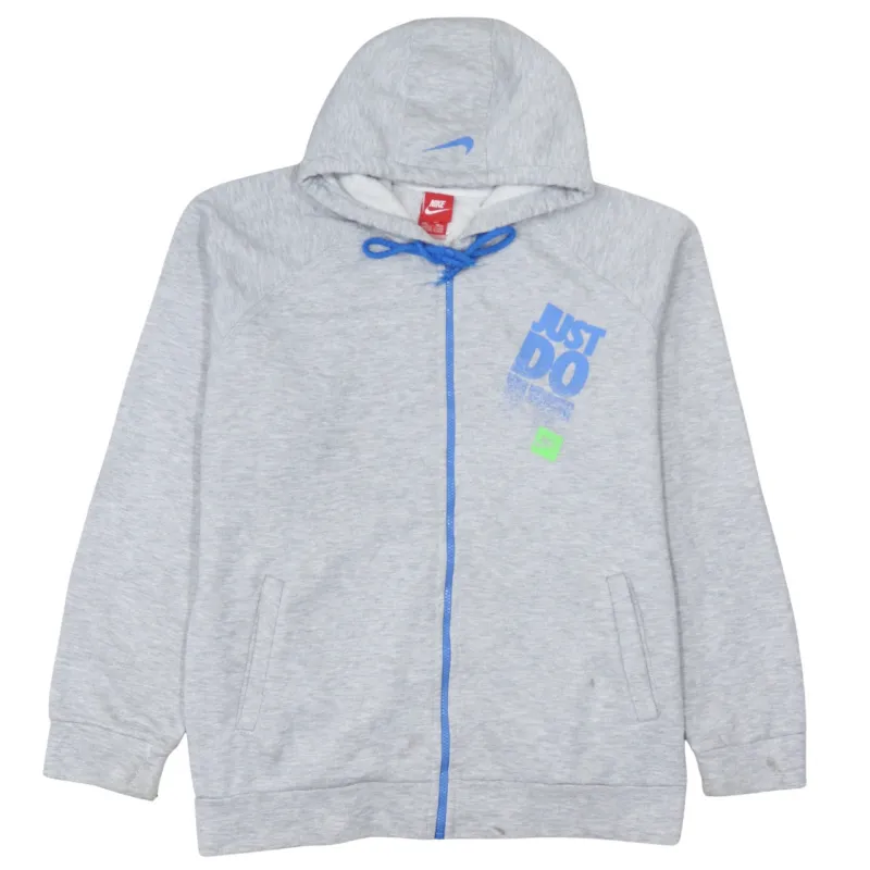 Nike Grey Full Zip Hoodie Women's XXLarge Printed Just Do It Logo Fleece Sweatshirt made by Nike