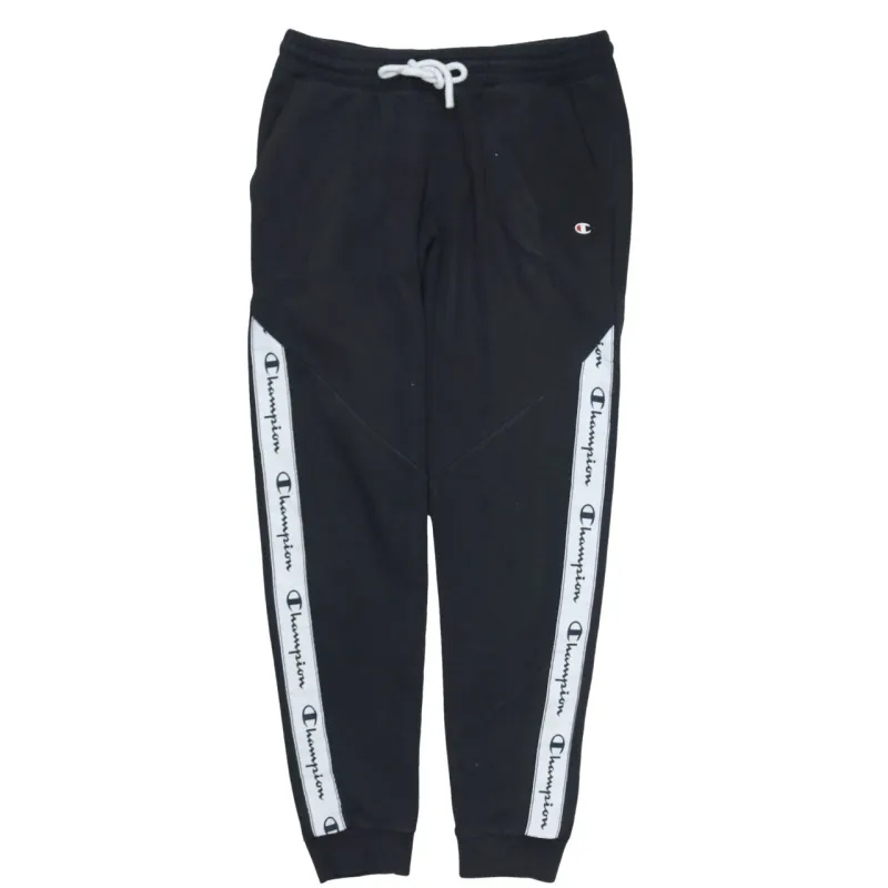 Champion Black Joggers Men’s Medium Logo Tape Side Stripes Printed Branding Sweatpants sold by Vintage Club