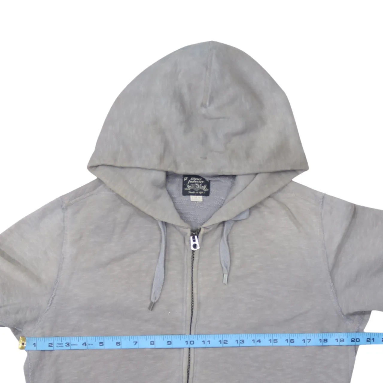 Diesel Light Grey Hoodie Men's Small Full Zip Drawstring Hood Casual Sweatshirt Top sold by Vintage Club product image thumbnail 5