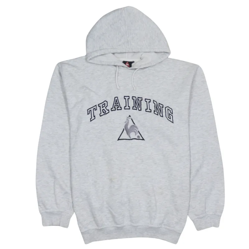 Le Coq Sportif Light Grey Hoodie Men's Medium Embroidered Training Logo Pullover Sweatshirt sold by Vintage Club