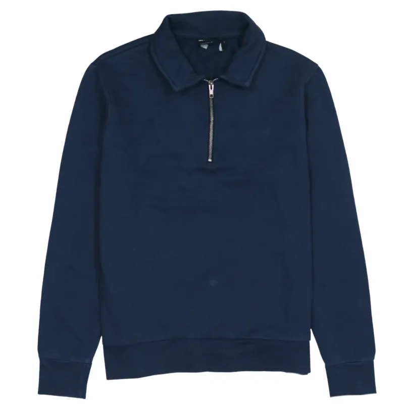 Asos Navy Blue Quarter Zip Sweatshirt Men's Medium Funnel Neck Plain Pullover Top sold by Vintage Club