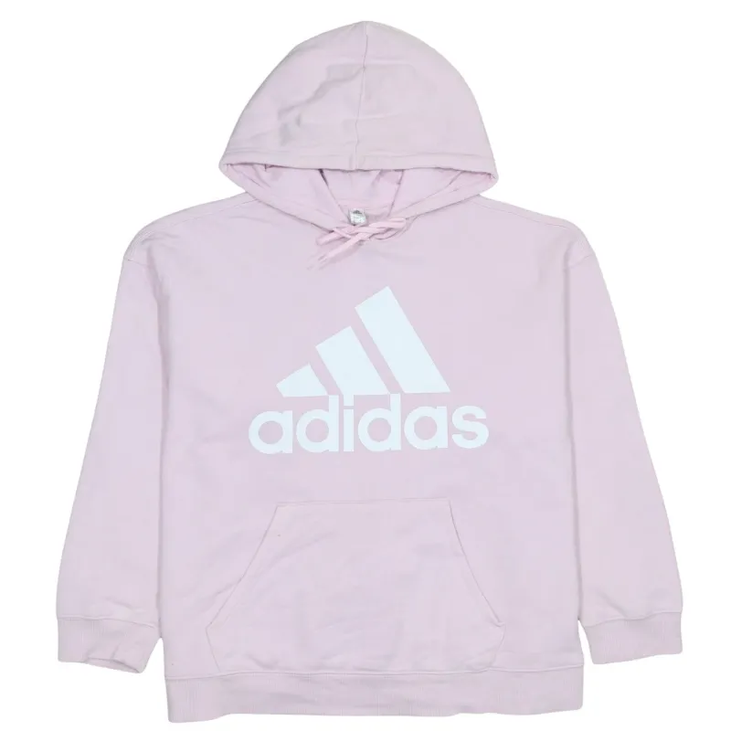 Adidas Light Pink Hoodie Women's Large Printed Logo Front Pouch Pullover Sweatshirt sold by Vintage Club