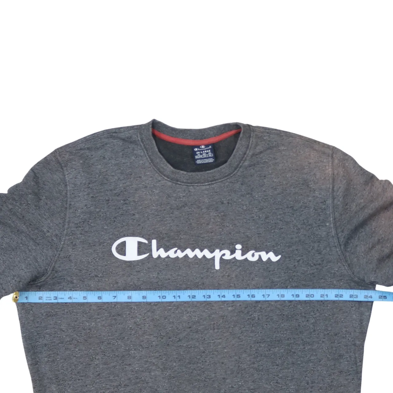 Champion Grey Sweatshirt Women's XXLarge Printed Logo Crewneck Pullover Fleece Top sold by Vintage Club product image thumbnail 5