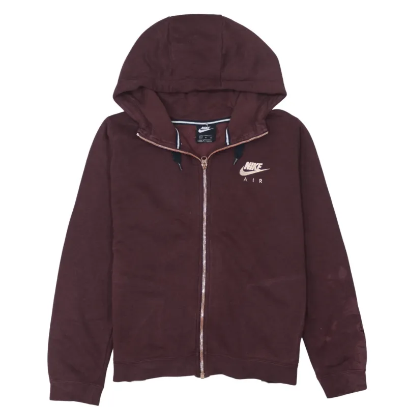 Nike Burgundy Red Hoodie Women's XLarge Full Zip Printed Nike Air Logo Sweatshirt made by Nike