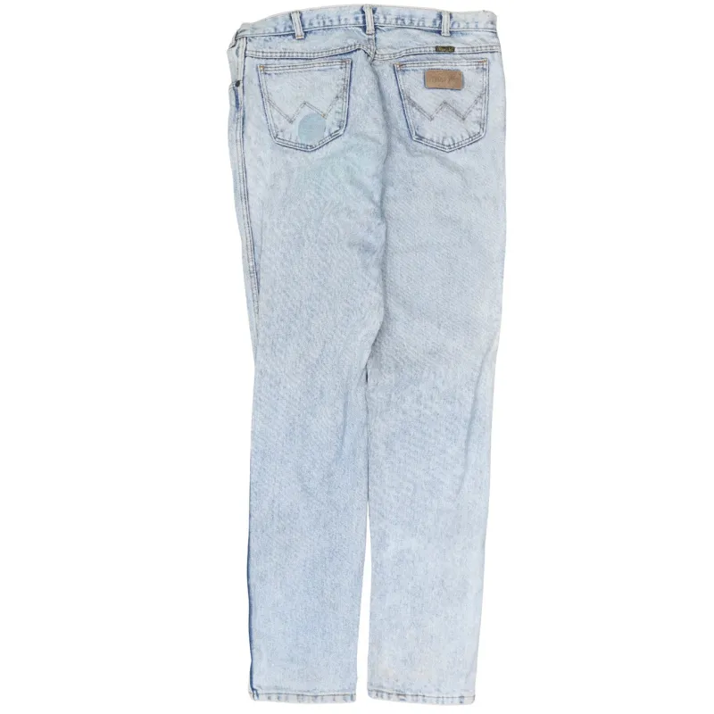 Wrangler Light Blue Jeans Men's 38 Straight Leg High Rise Five Pocket Denim Trousers sold by Vintage Club
