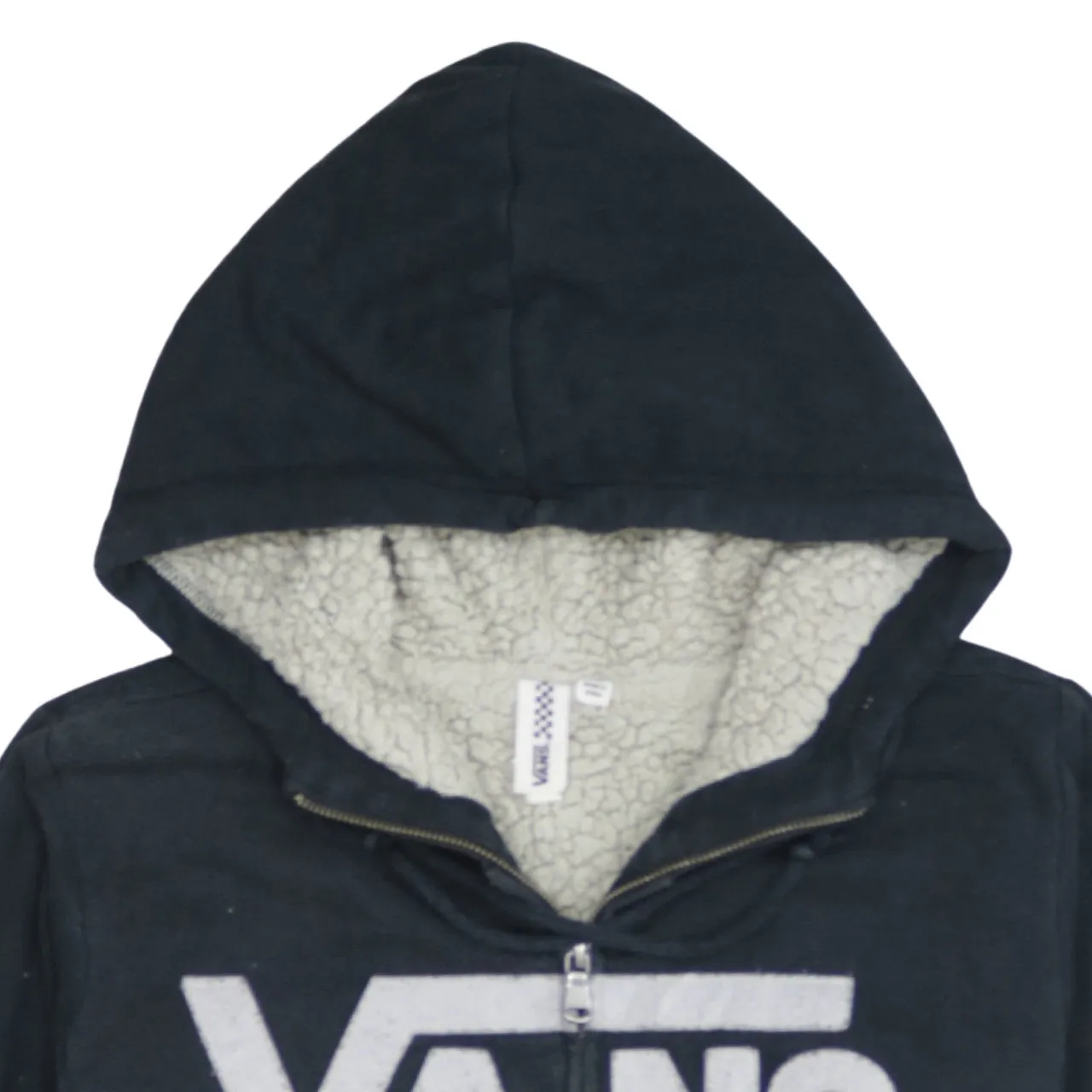Vans Black Full Zip Hoodie Men's XSmall Sherpa Lined Big Logo Fleece Sweatshirt sold by Vintage Club product image thumbnail 3