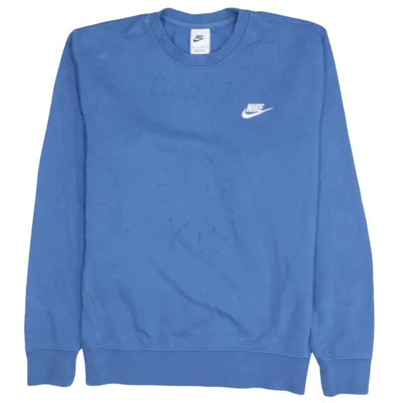 Nike Blue Sweatshirt Men's XSmall Embroidered Swoosh Logo Crewneck Pullover Fleece Top sold by Vintage Club