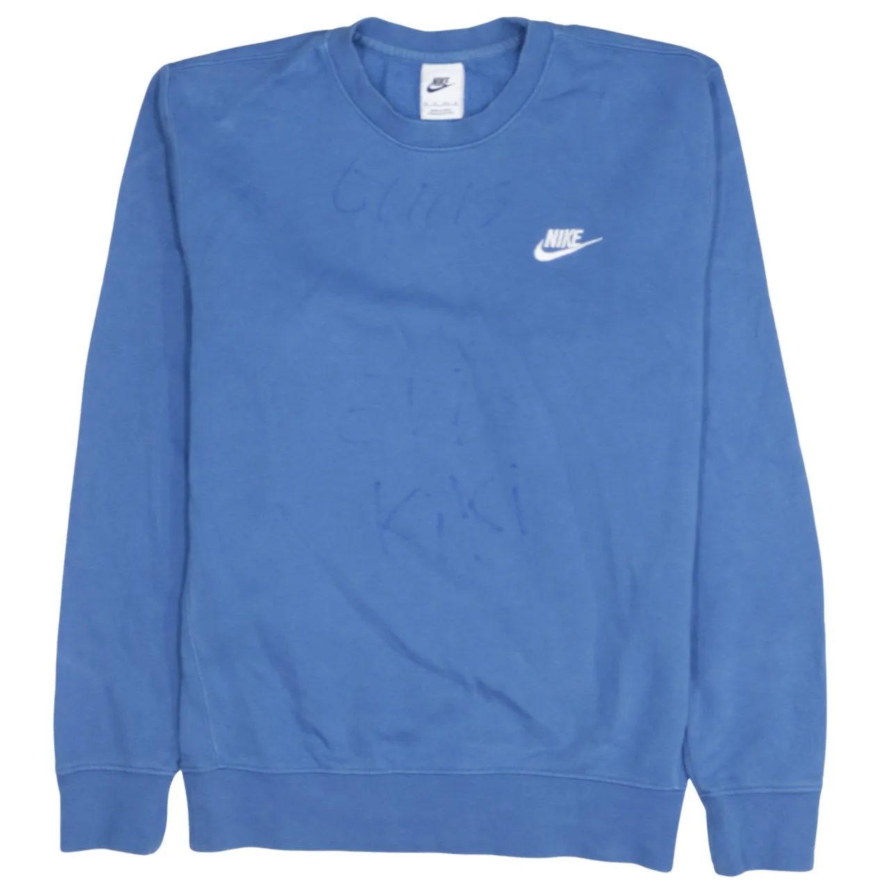 Nike Blue Sweatshirt Men's XSmall Embroidered Swoosh Logo Crewneck Pullover Fleece Top sold by Vintage Club