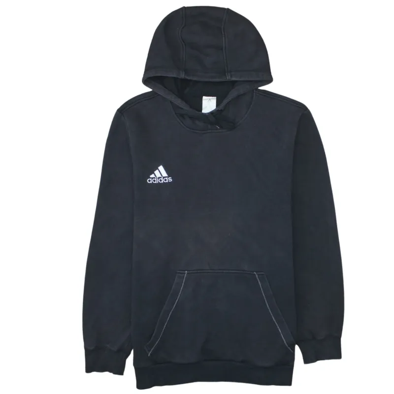 Adidas Black Hoodie Men's Large Embroidered Chest Logo Front Pocket Pullover Sweatshirt made by Adidas