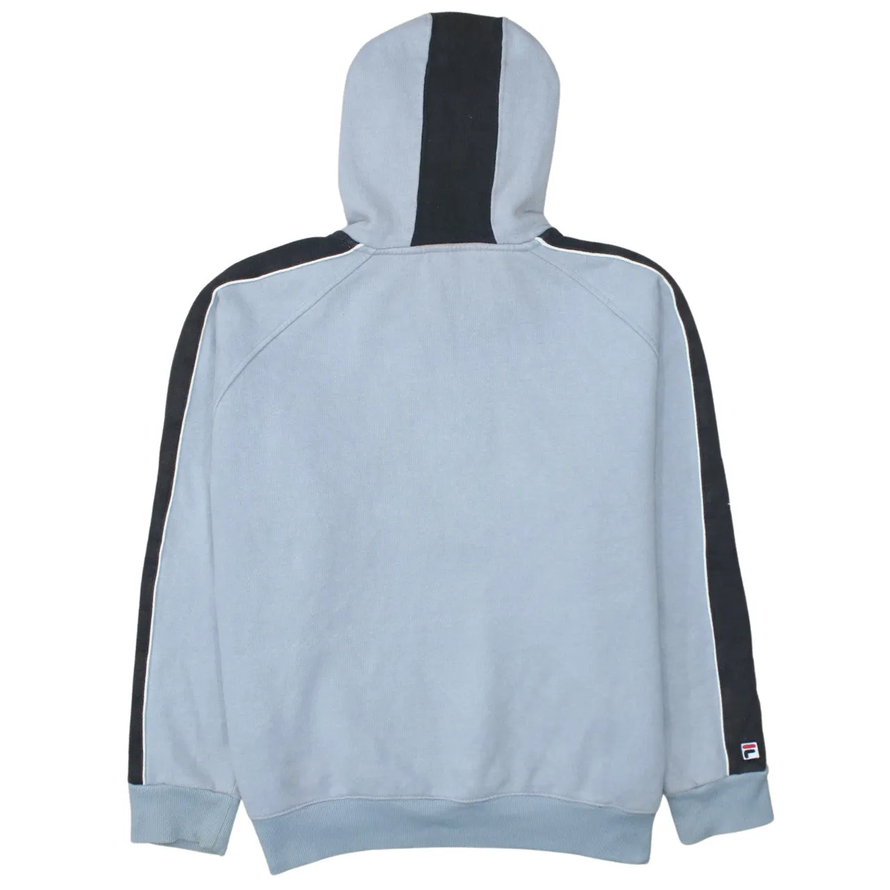 Fila Light Grey Hoodie Men's XLarge Embroidered Logo Stripe Sleeves Front Pocket Sweatshirt sold by Vintage Club product image thumbnail 2