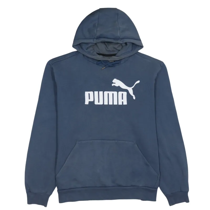 Puma Navy Blue Hoodie Women's XLarge Printed Logo Drawstring Hood Front Pocket Sweatshirt made by Puma