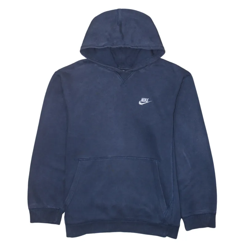 Nike Navy Blue Hoodie Women’s XLarge Embroidered Swoosh Logo Front Pocket Pullover Sweatshirt sold by Vintage Club