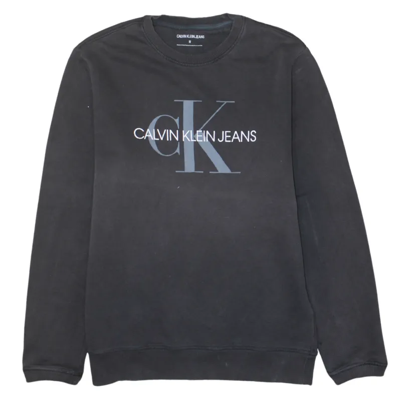 Calvin Klein Black Sweatshirt Men's Medium Printed CK Logo Crewneck Pullover Top sold by Vintage Club