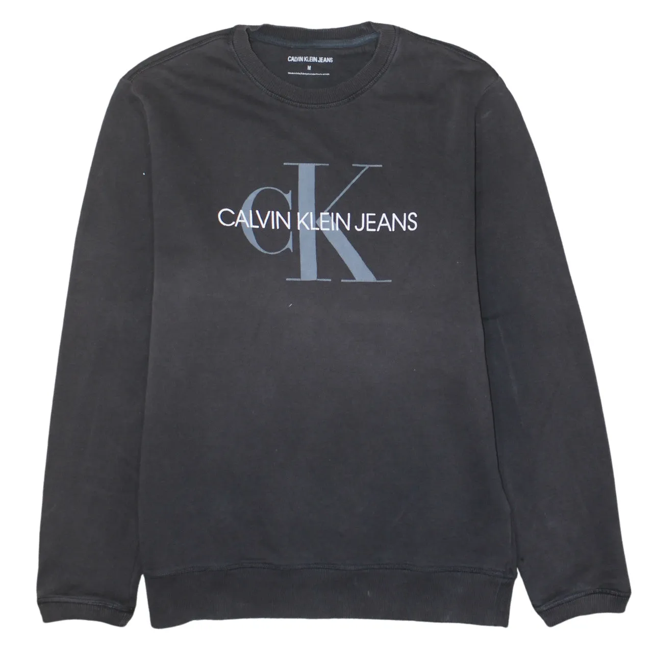 Calvin Klein Black Sweatshirt Men's Medium Printed CK Logo Crewneck Pullover Top sold by Vintage Club