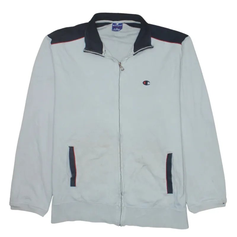 Champion Light Grey Jacket Men's XLarge Embroidered Logo Zip Front Contrast Shoulder Track Top sold by Vintage Club