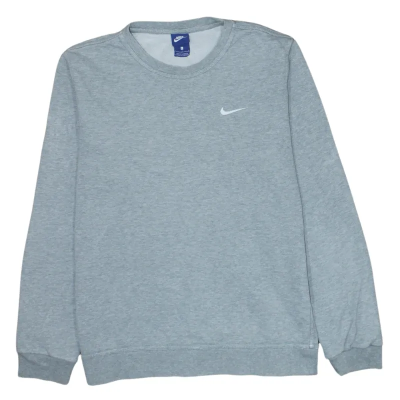 Nike Grey Sweatshirt Men's Large Small Swoosh Embroidered Logo Crewneck Pullover Top made by Nike