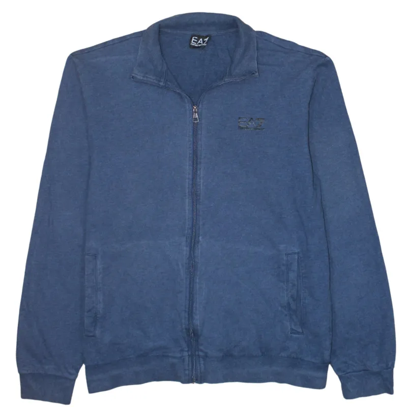 Emporio Armani Blue Full Zip Sweatshirt Men's Small EA7 Embroidered Logo Pockets Track Top made by Emporio Armani