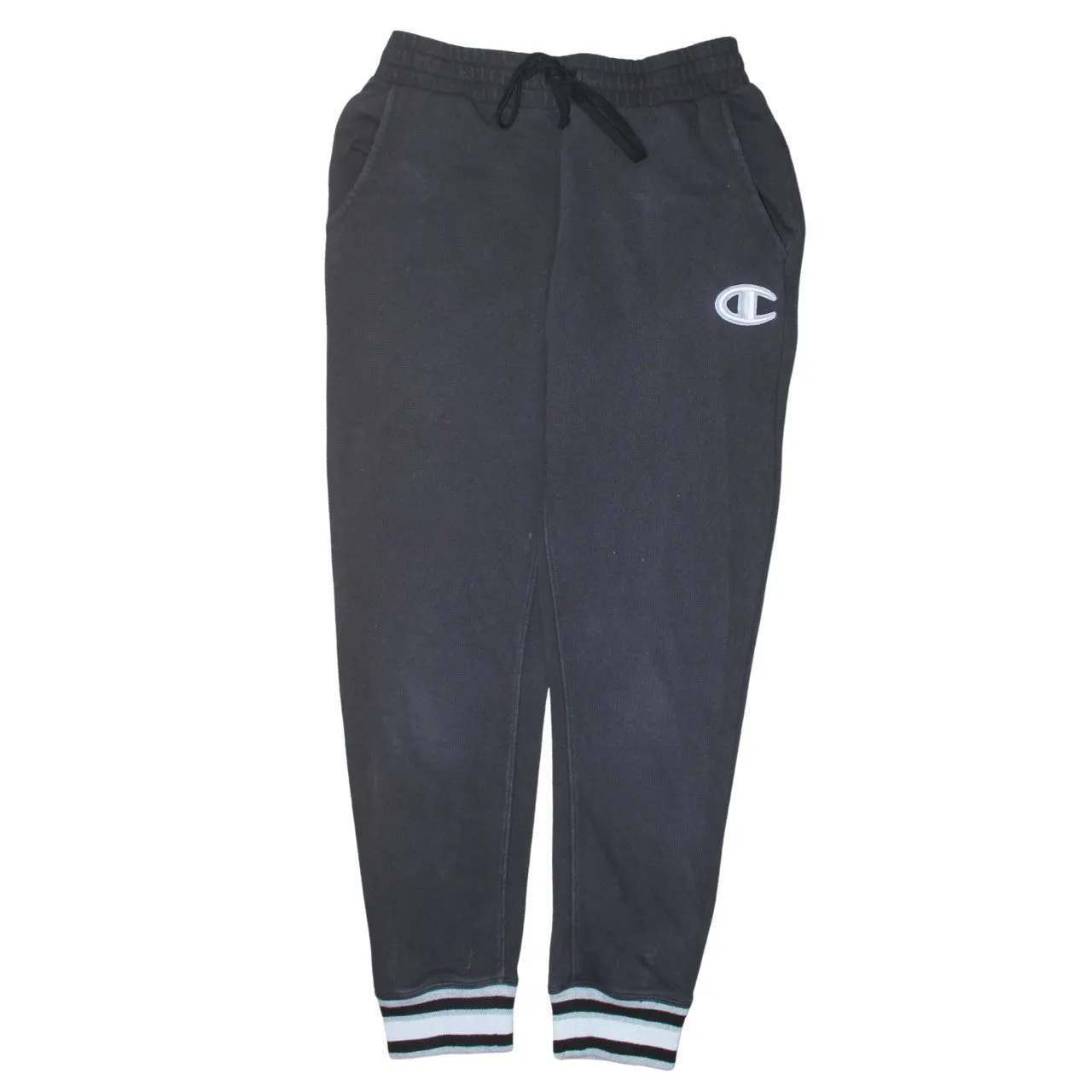 Champion Black Joggers Men's Medium Embroidered C Logo Striped Cuff Sweatpants sold by Vintage Club
