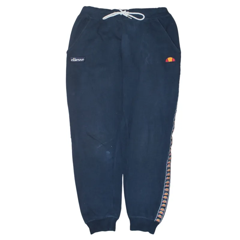 Ellesse Navy Blue Joggers Men’s Small Embroidered Logos Branded Side Tape Cuffed Sweatpants made by Ellesse
