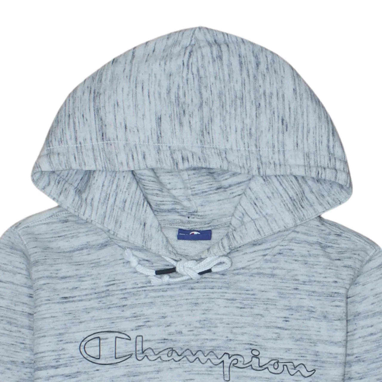 Champion Light Grey Hoodie Women’s Medium Embroidered Script Logo Front Pocket Pullover Sweatshirt sold by Vintage Club product image thumbnail 3