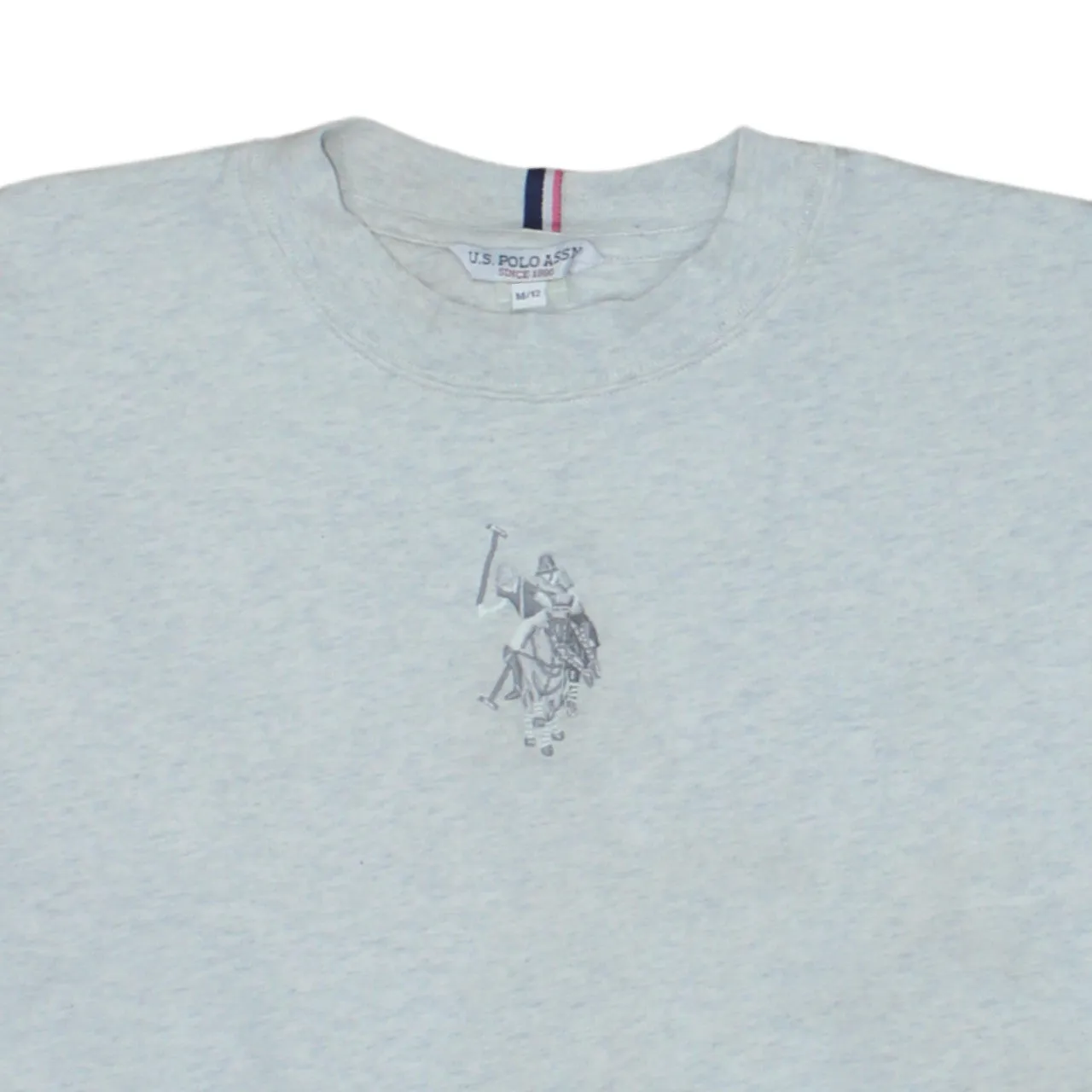 U.S Polo Assn Light Grey Marl Sweatshirt Women's Medium Faded Chest Logo Crewneck Pullover sold by Vintage Club product image thumbnail 3