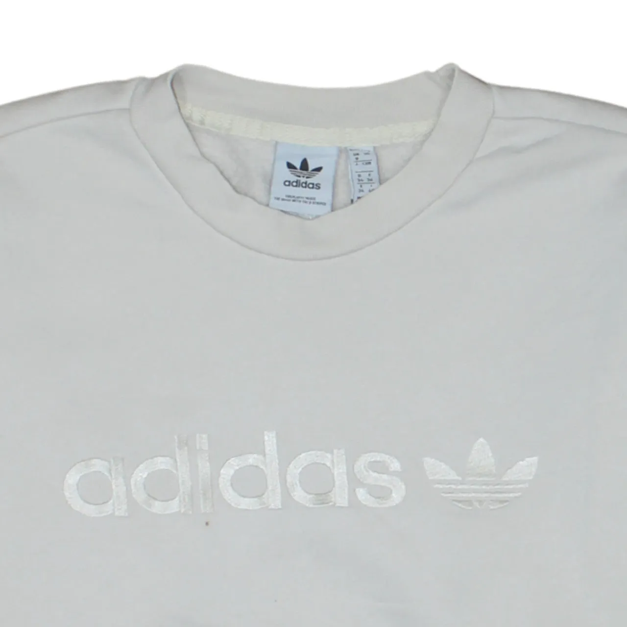Adidas Cream Sweatshirt Women’s Large Embroidered Trefoil Logo Crewneck Pullover Fleece Top sold by Vintage Club product image thumbnail 3
