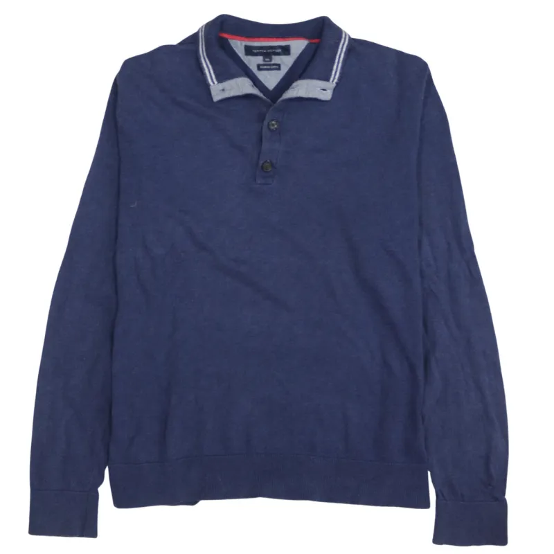 Tommy Hilfiger Navy Blue Long Sleeve Polo Shirt Women’s 2XL Contrast Collar Cotton Top sold by Vintage Club