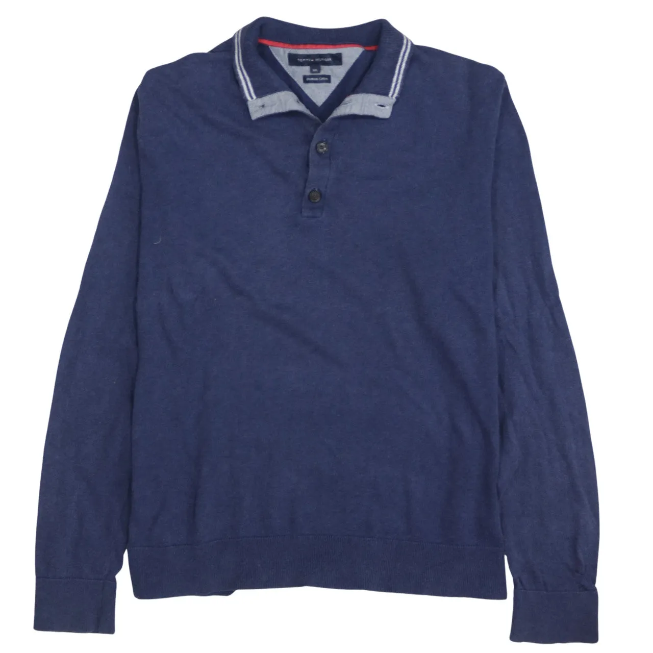 Tommy Hilfiger Navy Blue Long Sleeve Polo Shirt Women’s 2XL Contrast Collar Cotton Top sold by Vintage Club