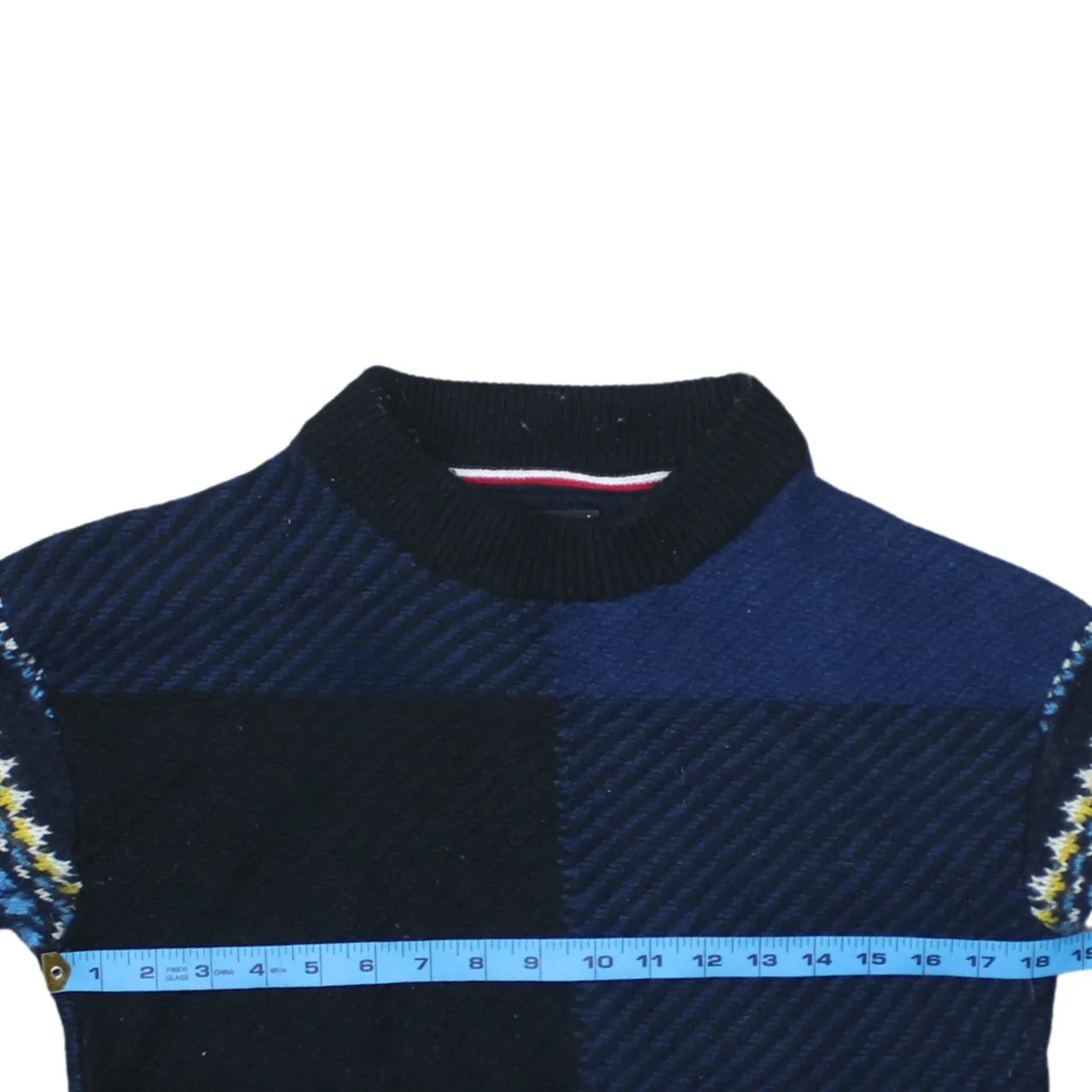 Tommy Hilfiger Navy Blue Jumper Women's Small Wool Blend Fair Isle Sleeves Knit Sweater sold by Vintage Club product image thumbnail 5