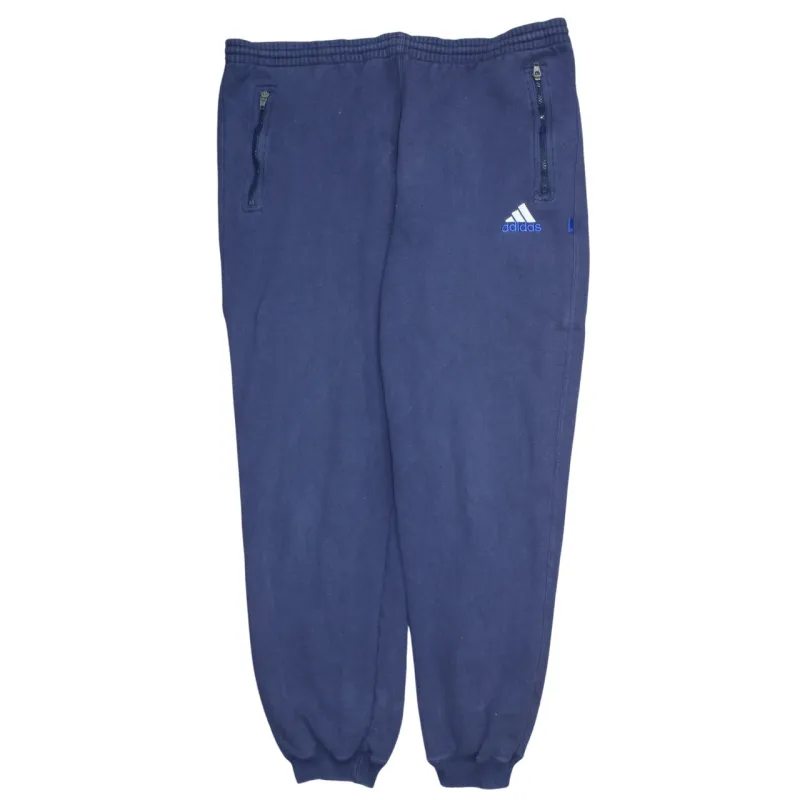 Adidas Navy Blue Joggers Men's 40 Fleece Zip Pockets Embroidered Logo Sweatpants made by Adidas