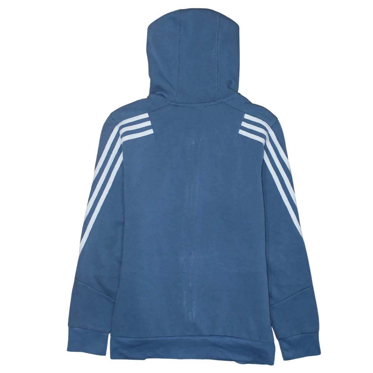 Adidas Blue Full Zip Hoodie Women’s Large Three Stripe Sleeves Logo Patch Sweatshirt sold by Vintage Club product image thumbnail 2