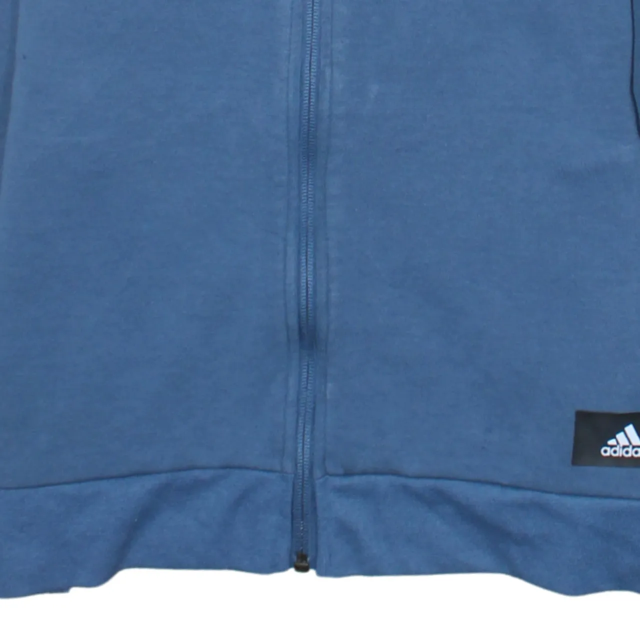 Adidas Blue Full Zip Hoodie Women’s Large Three Stripe Sleeves Logo Patch Sweatshirt sold by Vintage Club product image thumbnail 4