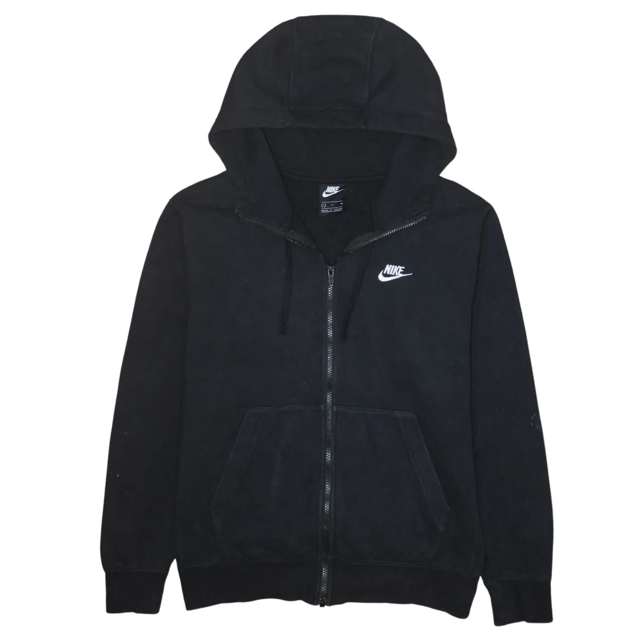 Nike Black Full Zip Hoodie Men's Small Embroidered Swoosh Split Pocket Fleece Sweatshirt sold by Vintage Club