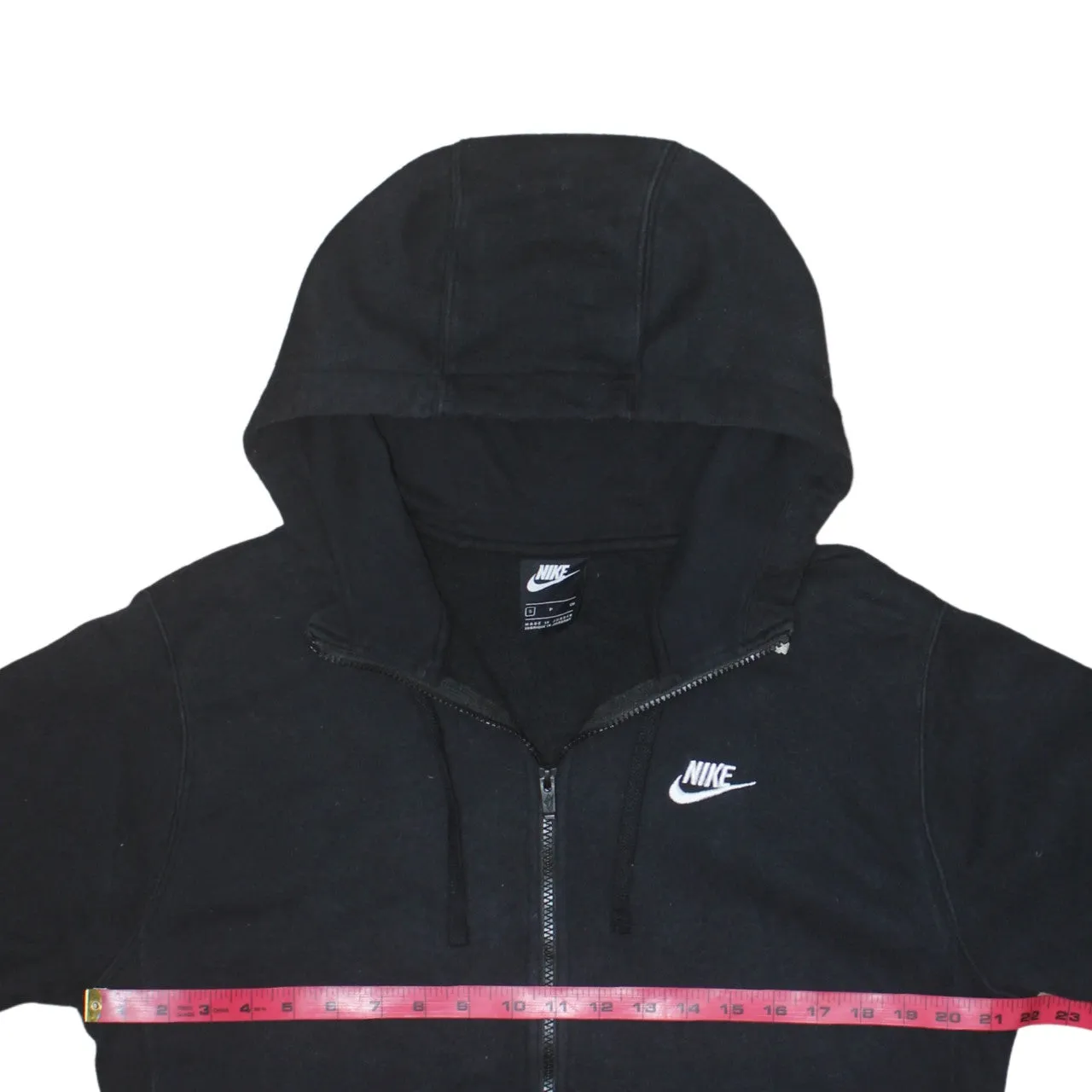 Nike Black Full Zip Hoodie Men's Small Embroidered Swoosh Split Pocket Fleece Sweatshirt sold by Vintage Club product image thumbnail 5