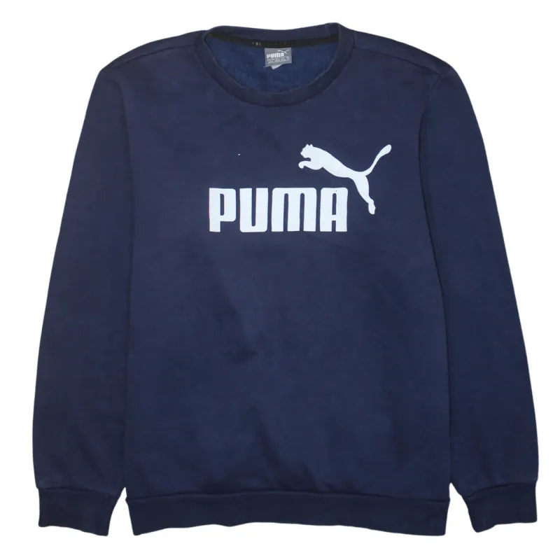Puma Navy Blue Sweatshirt Men's Medium Printed Logo Crewneck Pullover Jumper sold by Vintage Club