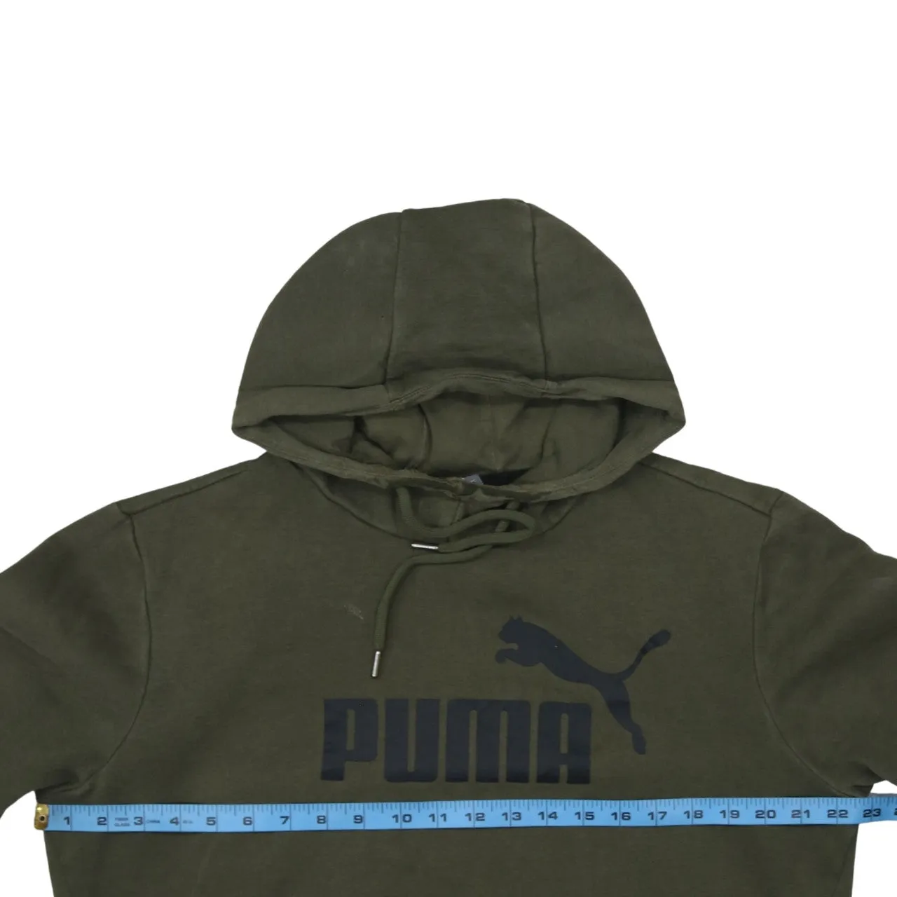Puma Khaki Green Hoodie Men's Medium Printed Logo Front Pocket Pullover Sweatshirt sold by Vintage Club product image thumbnail 5