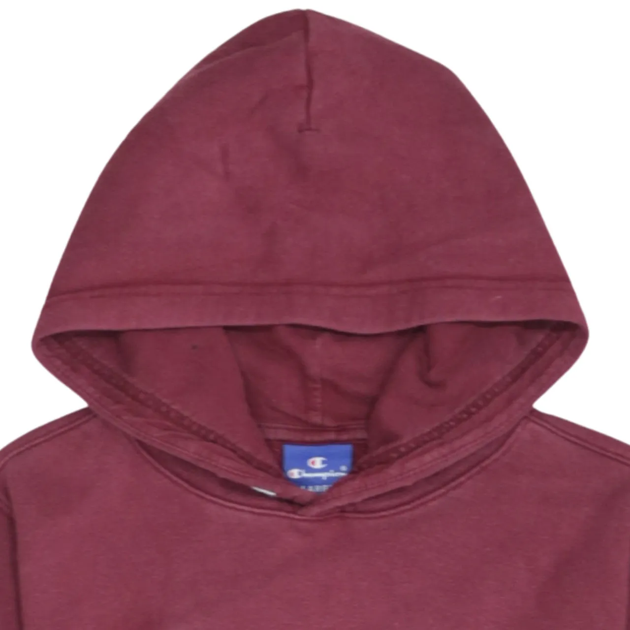 Champion Burgundy Red Hoodie Women's Large Printed Script Logo Front Pocket Pullover Sweatshirt sold by Vintage Club product image thumbnail 3