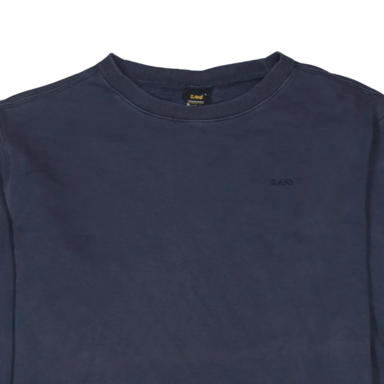 Lee Navy Blue Sweatshirt Women's Large Embroidered Chest Logo Ribbed Hem Crewneck Pullover sold by Vintage Club product image thumbnail 3