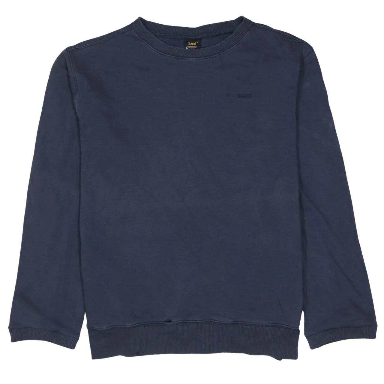 Lee Navy Blue Sweatshirt Women's Large Embroidered Chest Logo Ribbed Hem Crewneck Pullover sold by Vintage Club