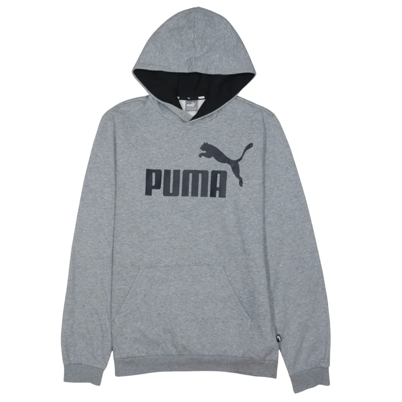 Puma Grey Hoodie Women’s XXLarge Printed Logo Front Pocket Fleece Pullover Sweatshirt sold by Vintage Club