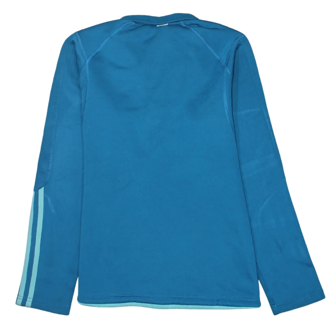 Adidas Turquoise Blue Sweatshirt Women’s Medium Embroidered Logo Quarter Zip Three Stripe Top sold by Vintage Club product image thumbnail 2