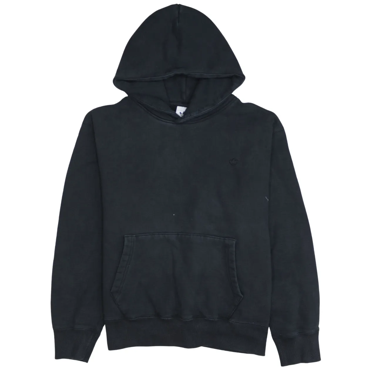 Adidas Black Hoodie Men's Medium Small Trefoil Logo Front Pouch Pullover Sweatshirt sold by Vintage Club