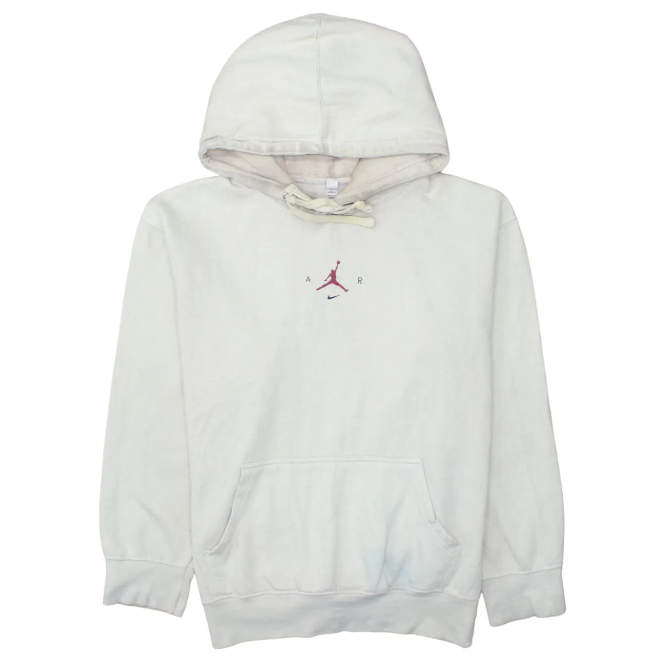 Jordan Beige Cream Hoodie Men's Medium Embroidered Jumpman Logo Fleece Pullover Sweatshirt sold by Vintage Club