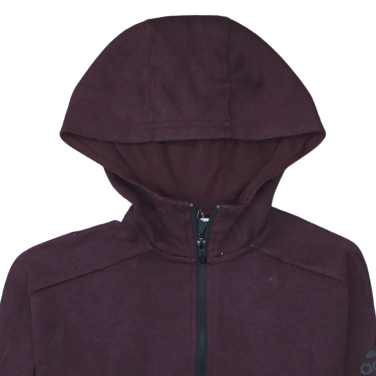 Adidas Burgundy Red Hoodie Men's Small Full Zip Logo Sleeve Pocket Casual Sweatshirt sold by Vintage Club product image thumbnail 3