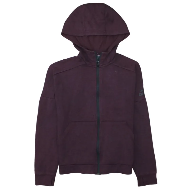 Adidas Burgundy Red Hoodie Men's Small Full Zip Logo Sleeve Pocket Casual Sweatshirt made by Adidas