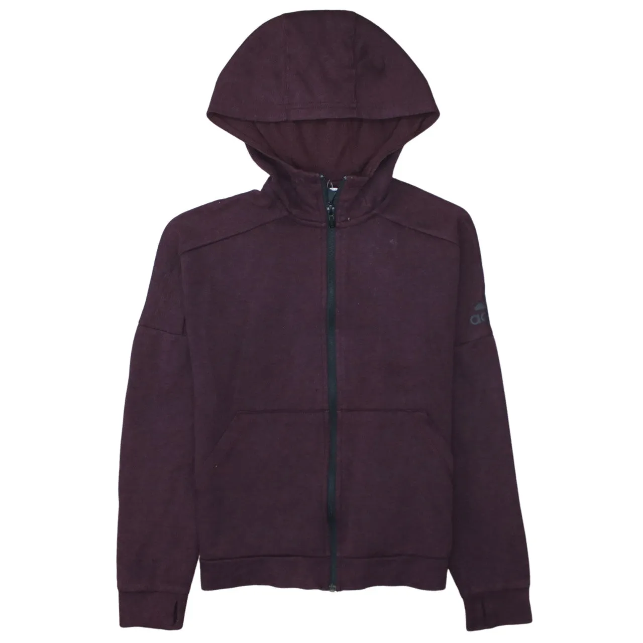 Adidas Burgundy Red Hoodie Men's Small Full Zip Logo Sleeve Pocket Casual Sweatshirt sold by Vintage Club