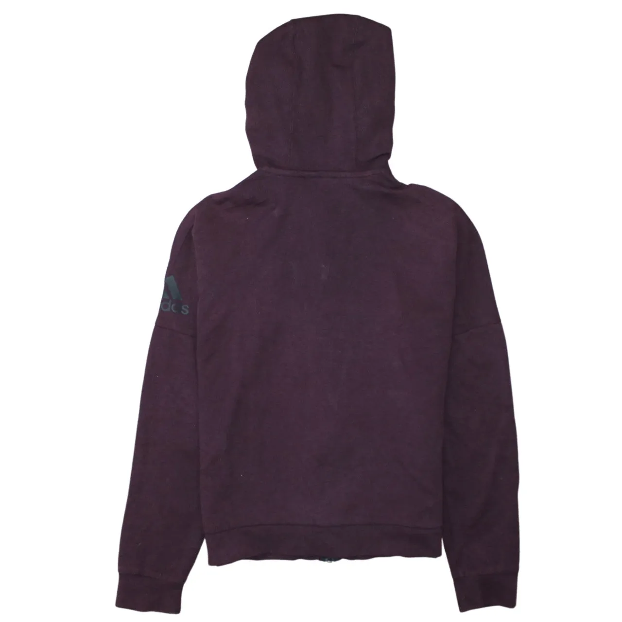 Adidas Burgundy Red Hoodie Men's Small Full Zip Logo Sleeve Pocket Casual Sweatshirt sold by Vintage Club product image thumbnail 2