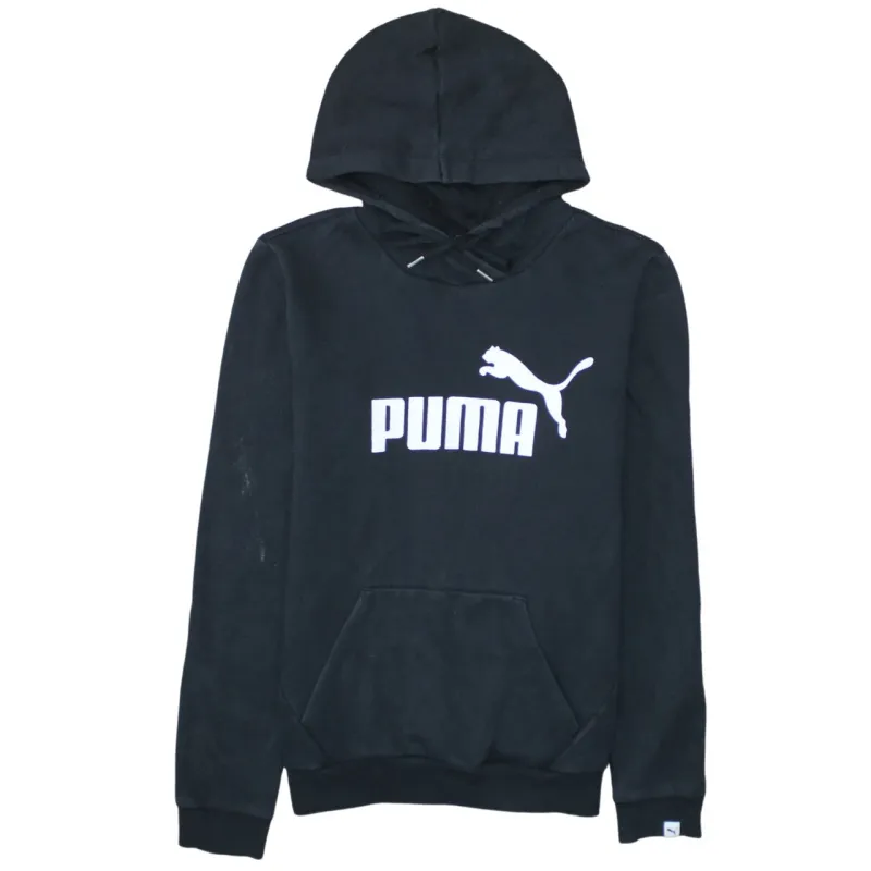 Puma Black Hoodie Women’s Medium Printed Logo Front Pocket Pullover Sweatshirt sold by Vintage Club