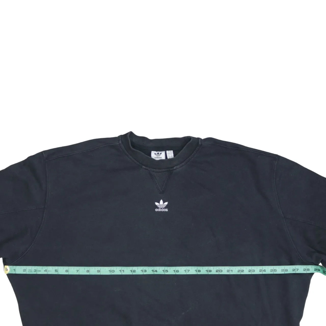 Adidas Black Sweatshirt Women’s Large Embroidered Trefoil Logo Crewneck Pullover Top sold by Vintage Club product image thumbnail 5