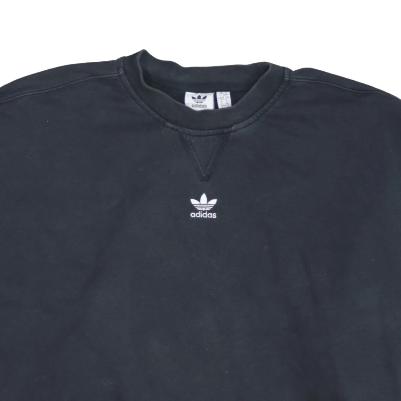 Adidas Black Sweatshirt Women’s Large Embroidered Trefoil Logo Crewneck Pullover Top sold by Vintage Club product image thumbnail 3